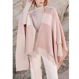 Elegant Women's Pink and Cream Poncho